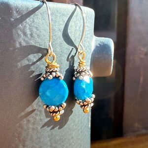 Turquoise Drop Earrings Sterling Silver Ear Hook Hypoallergenic